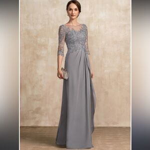 JJ’s HOUSE Full Length Chiffon Lace Mother of Bride Gown Sz 12-14